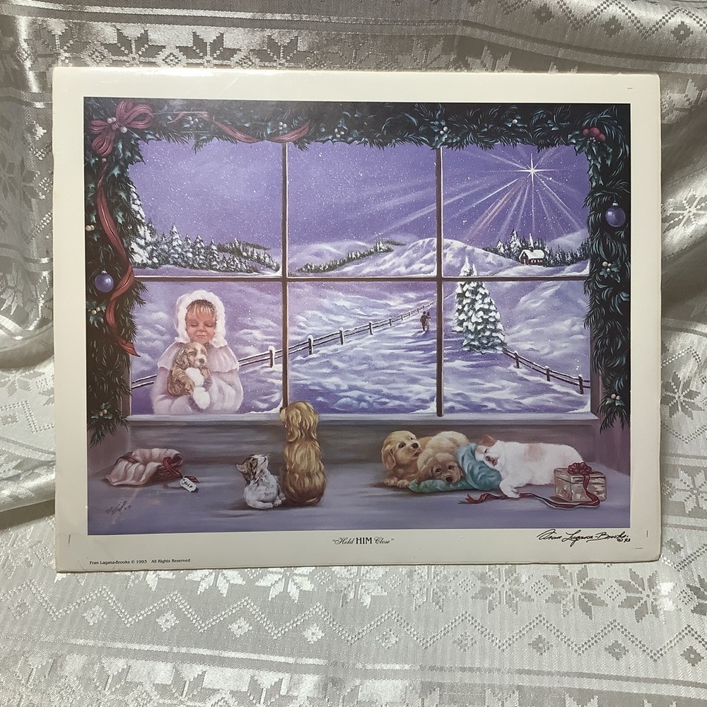 Fran Lagana-Brooks Winter Wonderland Art Print  Signed Hold Him Close